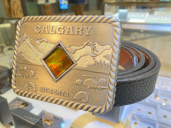 Ammolite Large Calgary Alberta Belt Buckle with Belt PN E21301