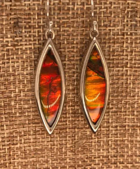 Ammolite Marquise Drop Earring Front View PN E20491