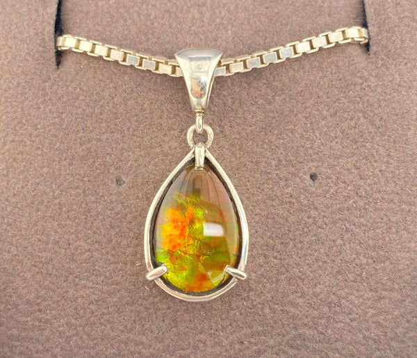 Ammolite Pear Pendant in Sterling Silver PN E10613