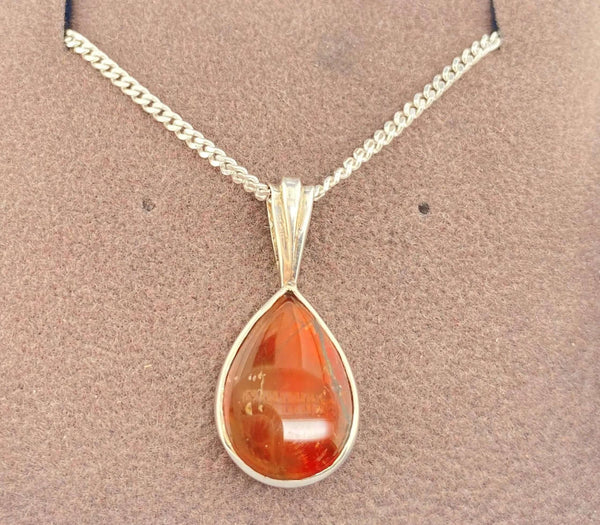 Ammolite Pear Pendant in Sterling Silver PN E20192