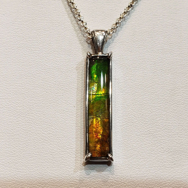Ammolite Pendant in SLV "Power Pendant" Line 5X25MM Imperial Gemstone. PN. E10333 %product from Empire Ammolite