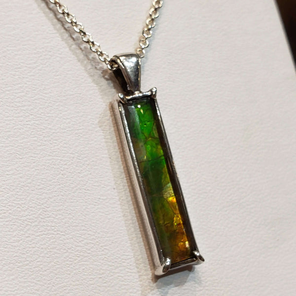 Ammolite Pendant in SLV "Power Pendant" Line 5X25MM Imperial Gemstone. PN. E10333 %product from Empire Ammolite
