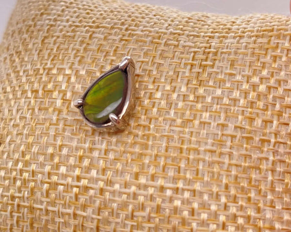 Ammolite Petite Pear Silver Pin Right View PN E10493