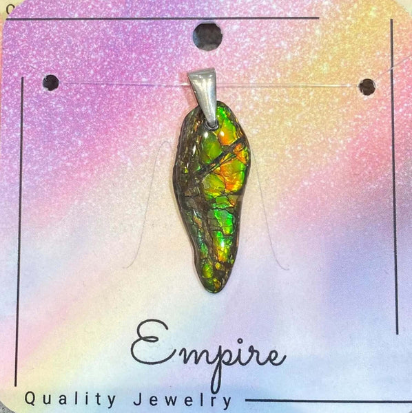 Ammolite Petite Pendant with a Chain Included: PN: ES150-AA %product from Empire Ammolite