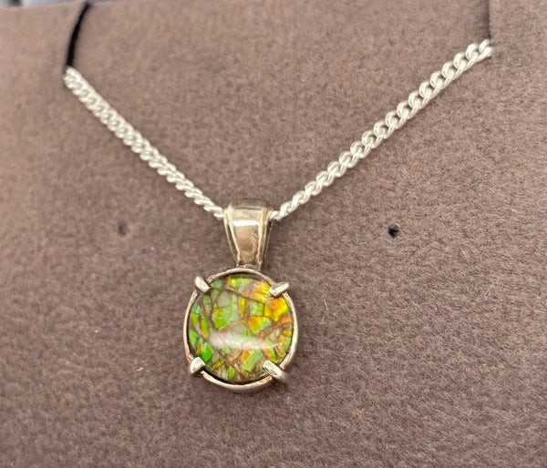 Ammolite Petite Round Silver Pendant PN E20114