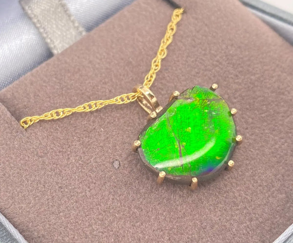 Ammolite Piece of Me Gold Pendant With 14/20 Gold Chain PN: ES157-AA %product from Empire Ammolite