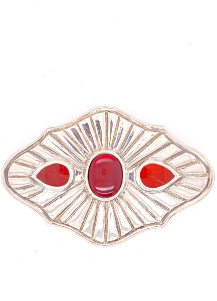 Ammolite Silver Belt Buckle with Three Gemstones PN E21293