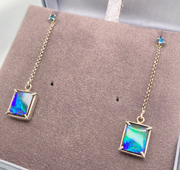 Ammolite Silver Dangle Stud Earrings PN E20643 %product from Empire Ammolite