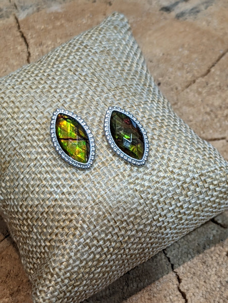 Ammolite Silver Earrings with 8x16mm Marquise PN AZ004 %product from Empire Ammolite