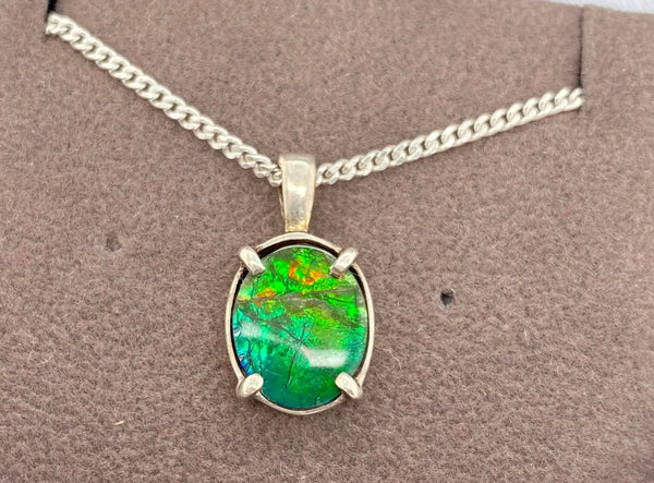 Ammolite Silver Oval Pendant PN E10284