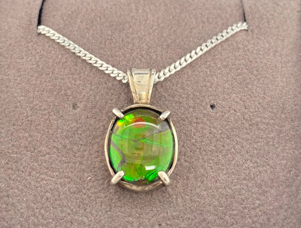 Ammolite Silver Oval Pendant PN E10471