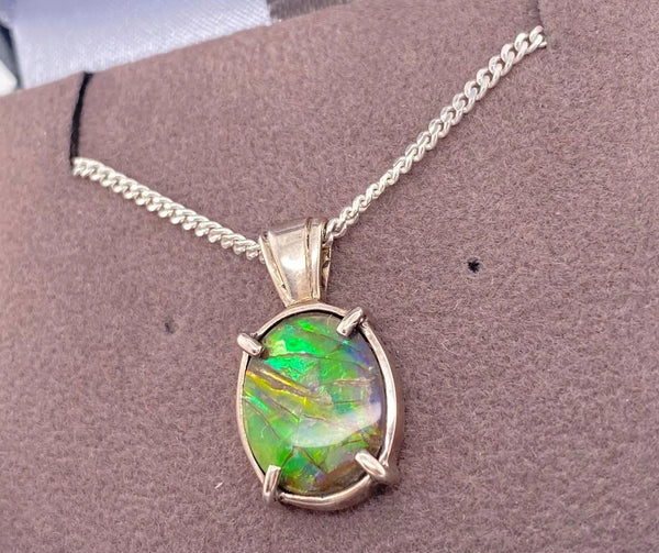 Ammolite Silver Oval Pendant PN E10473