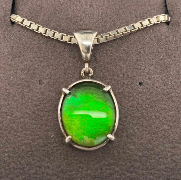 Ammolite Silver Oval Pendant PN E20422