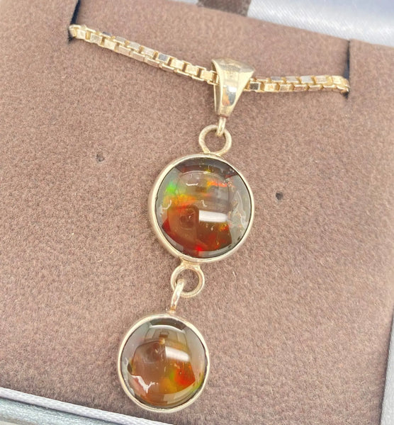 Ammolite Silver Pendant with a Double Dangle Gemstones PN E20683