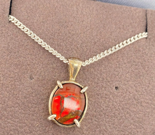 Ammolite Silver Petite Oval Pendant PN E10481