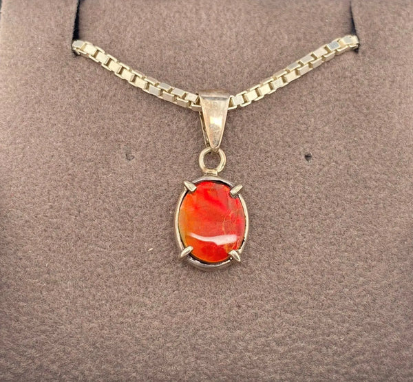 Ammolite Silver Petite Oval Pendant PN E20704