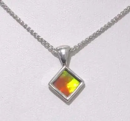 Ammolite Square Pendant with 8mm Gemstone PN E20672 %product from Empire Ammolite