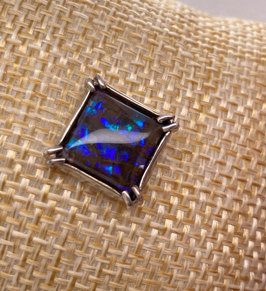Ammolite Square Silver Pin PN E20104