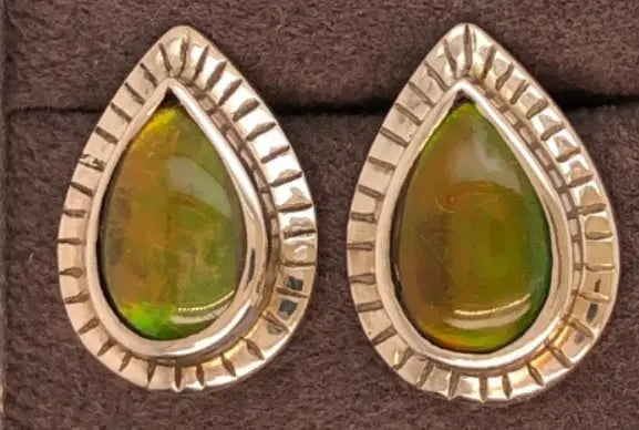 Ammolite Stud Silver Earrings Right View PN E20424