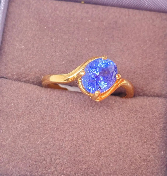 Blue Sapphire Ring with a 2.08ct Gem Set in Gold Ring Right View PN E405J