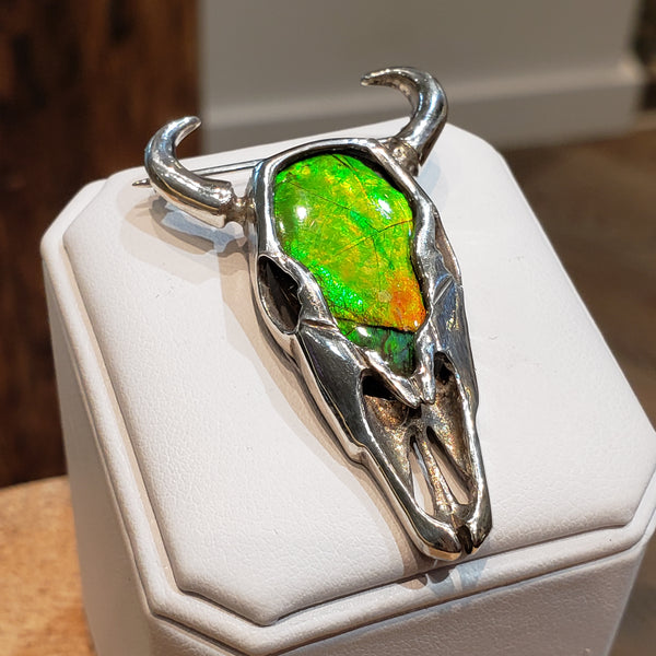 Buffalo Pin 24X15MM SLV Yellow, Green and Orange PN. E20593 %product from Empire Ammolite