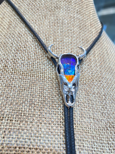 Ammolite Silver Buffalo Bolo Tie PN E21251 %product from Empire Ammolite