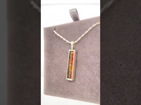 Ammolite Silver Pendant with a Rectangle Gemstone Video PN E20342