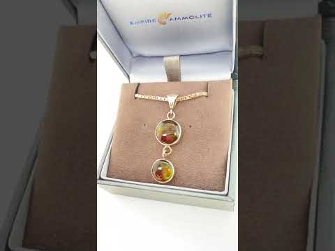 Ammolite Silver Pendant with a Double Dangle Gemstones Video PN E20683