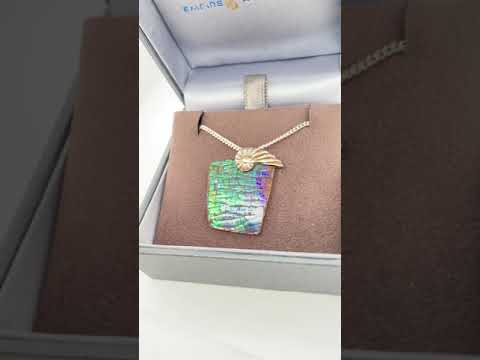 Ammolite Freeform and Sterling Silver Bail 23x20mm Video PN E134I