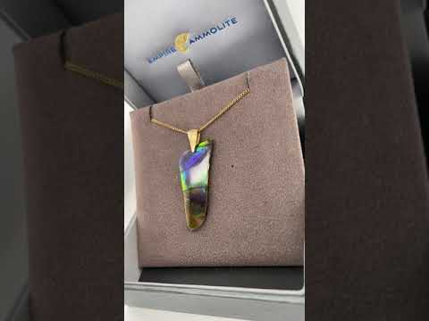 Ammolite Freeform Set in 18KYG Necklace Bail Video PN E21482