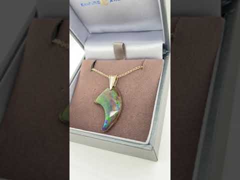 Ammolite Freeform and Sterling Silver Bail 28x18mm Left View Video PN E20181