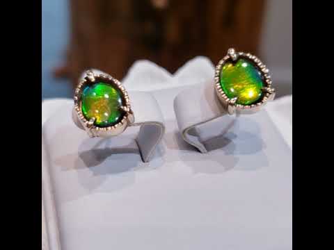 Ammolite Petite Gold Oval Earrings