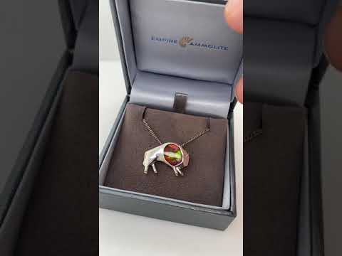 Ammolite Buffalo Silver Pendant Video PN E21313