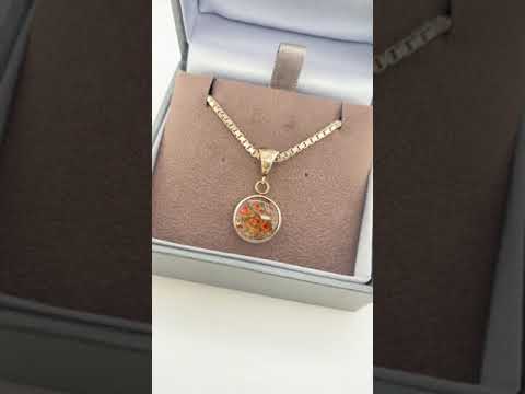 Ammolite Round Pendant Set in Sterling Silver Video PN E00424H