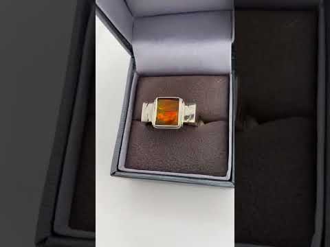 Ammolite Men's Unisex Ring in Silver Video PN E20822