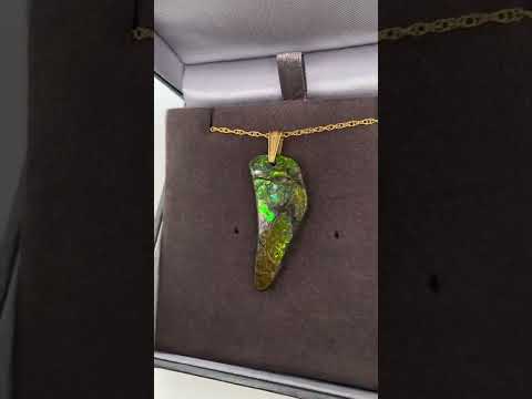 Ammolite Freeform Pendant that is 38x14mm Video PN E134C