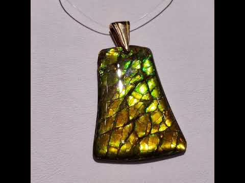 PENDANT 14KYG FREEFORM 23X31MM TAPERED BAIL GREEN/YELLOW/ORANGE