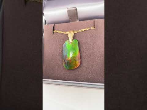 Ammolite Freeform Pendant that is 15X25MM Video PN E1379