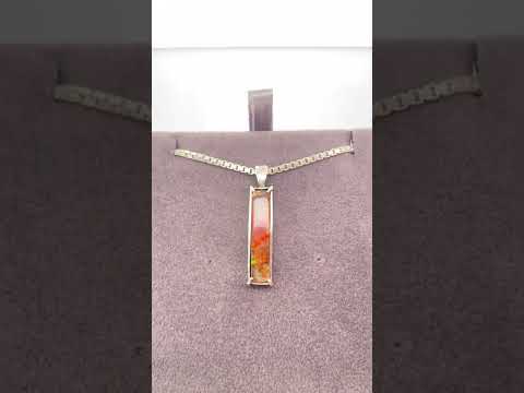 Ammolite Silver Pendant with a Rectangle Gemstone Video PN E10365