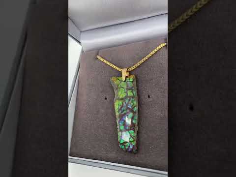 Ammolite Freeform Pendant that is 48x17mm Right View Video PN E1343