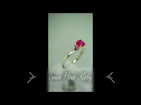 Birthstone Sterling Silver Ring with 6mm Natural Gemstone PN: E1003-06