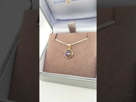 Ammolite Round Pendant Set in Sterling Silver Video PN E00421S