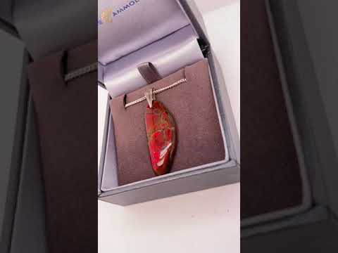 Ammolite Freeform and Sterling Silver Bail 36X16MM Video PN E20284