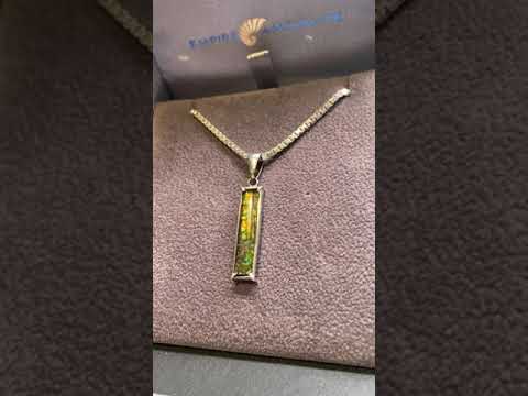Ammolite Silver Pendant with a Rectangle Gemstone Video PN E10593
