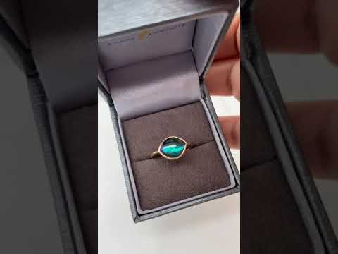 Ammolite Gold Ring with 10x8mm Marquise Gemstone Video PN E21323