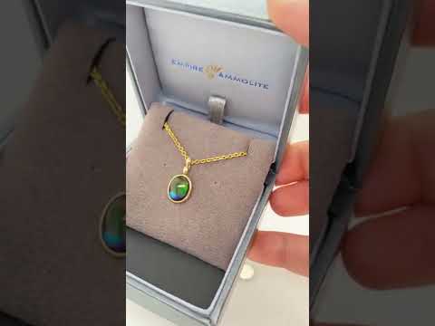 Ammolite Gold Oval Pendant with 8x10mm Gemstone Video PN E033713