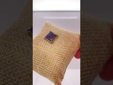 Ammolite Square Silver Pin Video PN E20104