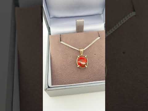 Ammolite Silver Petite Oval Pendant Video PN E10481