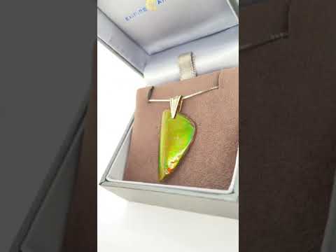 Ammolite Freeform and Sterling Silver Bail 30x18mm Video PN E20393