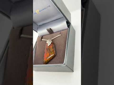 Ammolite Freeform and Sterling Silver Bail 30x19mm Video PN E10304